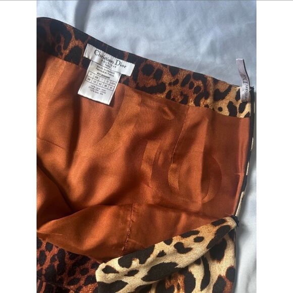 Christian Dior vintage wool/silk leopard print skirt with zipper closure size 6 - Picture 5 of 7